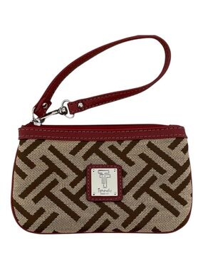 Tiganello Red/Brown Canvas Wristlet New Without Tags